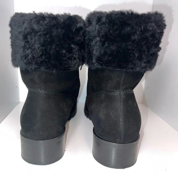 GRIGIARANCIO, US10, suede leather faux fur ankle lace up 1” block heel bootie - Picture 4 of 9